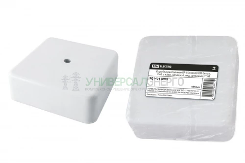 Коробка распаячная КР 50х50х20 ОП белая, IP40, с клем. колодкой, инд. штрихкод TDM