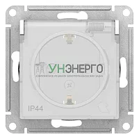 Розетка 1-м СП AtlasDesign Aqua 16А IP44 с заземл. защ. шторки с крышкой механизм бел. SE ATN440146