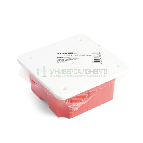 Коробка монтажная для сплошных стен, с крышкой, 92*92*45мм STEKKER EBX30-01-1-20-92, красный 49004 фото 5