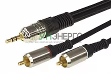 Шнур 3.5 Stereo Plug - 2RCA Plug 3м (GOLD) металл Rexant 17-4224