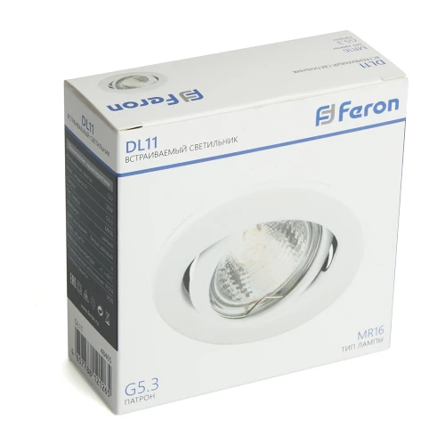 Светильник потолочный встраиваемый Feron DL11 MR16 50W G5.3 белый матовый 48465 фото 3