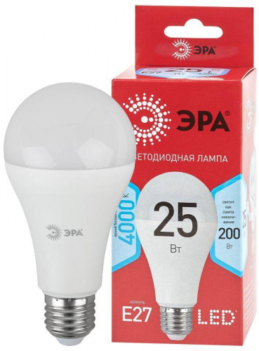 Лампа светодиодная ECO LED A65-25W-840-E27 R (диод груша 25Вт нейтр. E27) (10/100/1200) Эра Б0048010