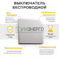 Кнопка-выключатель беспроводной FERON TM81 230V, 500W, одноклавишный, серебро 41719