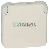 Механизм розетки 1-м СП Plexo 16А IP55 2P+E с заземл. с крышкой немецк. стандарт безвинт. клеммы бел. Leg 069640