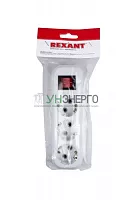 Колодка 3-м с кнопкой с заземл. Rexant 11-8706