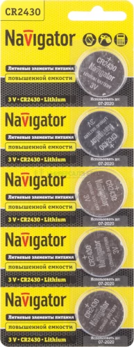 Элемент питания литиевый 94 781 NBT-CR2430-BP5 (блист.5шт) Navigator 94781