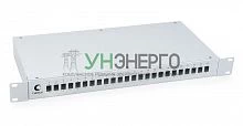 Кросс бокс оптический FO-19-24SC 19дюйм на 24 SC LC duplex со сплайс-кассетой и КДЗС без пигтейлов и проходных адаптеров Cabeus 7037c