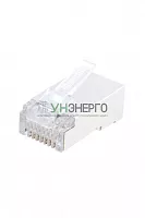 Разъем RJ45 (8P8C) под витую пару кат.5E экранир. PLUG-8P8C-U-C5-SH-100 универс. (для ож и мж кабеля) (уп.100шт) Hyperline 49375