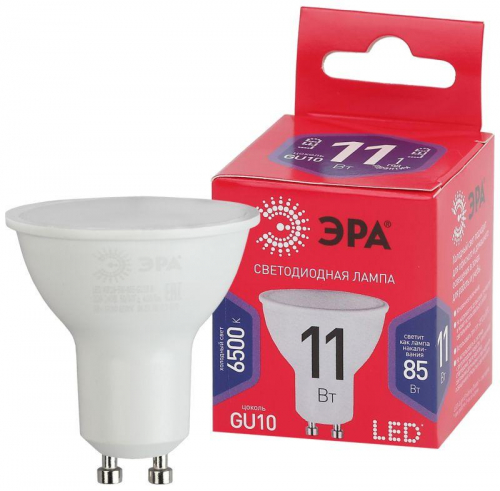 Лампа светодиодная ECO LED MR16-11W-865-GU10 R (диод софит 11Вт холодн. GU10) (10/100/4800) Эра Б0045346