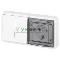 Блок СП Эксперт 11-7522-01 (розетка + выключатель) 16A IP55 250В 10AX двойн. бел. Эра Б0063274