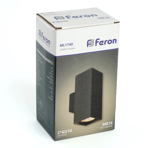 Светильник  настенный Feron ML1740 QUAD   MR16 35W, 230V, 2*GU10,  чёрный IP20 48427 фото 8