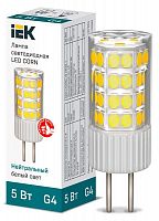 Лампа светодиодная CORN 5Вт капсула 4000К G4 230В керамика IEK LLE-CORN-5-230-40-G4