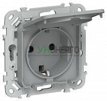 Розетка СП FLITE РСшкр11-1-44-ФлС 16А IP44 с заземл. с защ. шторками и крышкой безвинтовое крепление механизм сер. IEK FI-R16-16-1-44-K03 Розетка СП FLITE РСшкр11-1-44-ФлС 16А IP44 с заземл. с защ. шторками и крышкой безвинтовое крепление механизм сер. IEK FI-R16-16-1-44-K03