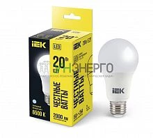 Лампа светодиодная A70 20Вт грушевидная 6500К холод. бел. E27 230В IEK LLE-A60-20-230-65-E27 Лампа светодиодная A70 20Вт грушевидная 6500К холод. бел. E27 230В IEK LLE-A60-20-230-65-E27