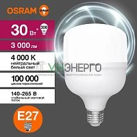 Лампа светодиодная HW 30Вт T матовая 4000К нейтр. бел. E27 3000лм угол пучка 200град. 140-265В PF>/=0.9 пластик (замена 300Вт) OSRAM 4099854121272 Лампа светодиодная HW 30Вт T матовая 4000К нейтр. бел. E27 3000лм угол пучка 200град. 140-265В PF>/=0.9 пластик (замена 300Вт) OSRAM 4099854121272