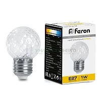Лампа-строб Feron LB-377 Шарик прозрачный E27 1W 2700K 38208