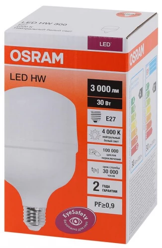 Лампа светодиодная высокомощная LED HW 30Вт T матовая 4000К нейтр. бел. E27 3000лм 140-265В угол пучка 200град. PF>/=09 (замена 300Вт) OSRAM 4058075576773 фото 3