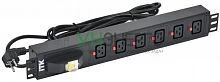 Блок розеток 6 мест PDU C19 с фиксатором вилки с автоматом на 16А 1.5U кабель 3м вилка нем. станд. алюм. профиль черн. ITK PH21-06C19-11 Блок розеток 6 мест PDU C19 с фиксатором вилки с автоматом на 16А 1.5U кабель 3м вилка нем. станд. алюм. профиль черн. ITK PH21-06C19-11