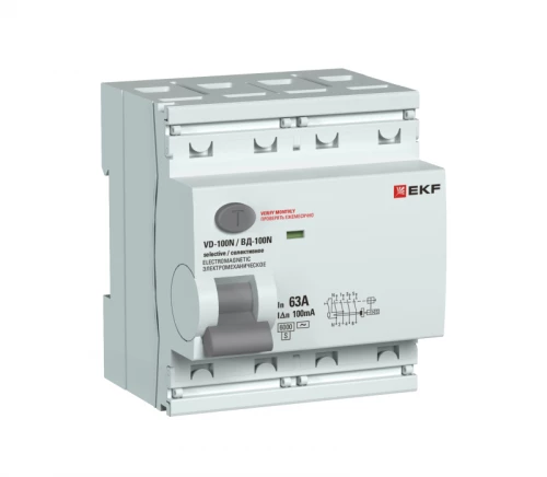 Выключатель дифференциального тока 2п 63А 100мА тип AC 6кА ВД-100N (S) электромех. PROxima EKF E1026MS63100 фото 3