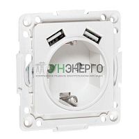 Розетка 1-м СП Стокгольм 16А USB 2A с заземл. защ. шторки винтов. клеммы механизм бел. EKF EYR16-2USB-typeA