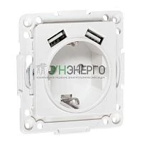 Розетка 1-м СП Стокгольм 16А USB 2A с заземл. защ. шторки винтов. клеммы механизм бел. EKF EYR16-2USB-typeA