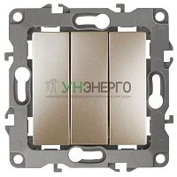 Выключатель 3-кл. СП Эра12 12-1107-04 10А IP20 250В 10AX механизм шампань Эра Б0014672