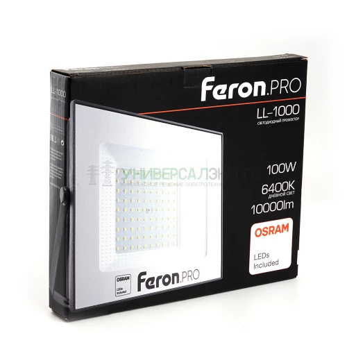 Светодиодный прожектор Feron.PRO LL-1000 IP65 100W 6400K  черный 41541 фото 3