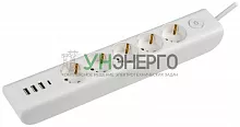 Удлинитель 5х2м с заземл. 16А 250В MODERN У05В с выкл. USBх4 (type-Aх3шт + type-Cх1шт) ПВС 3х1 бел. IEK WYP12-16-05-02-ZKU-K01 Удлинитель 5х2м с заземл. 16А 250В MODERN У05В с выкл. USBх4 (type-Aх3шт + type-Cх1шт) ПВС 3х1 бел. IEK WYP12-16-05-02-ZKU-K01