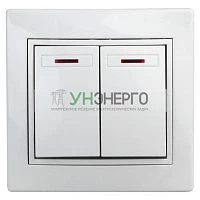 Выключатель 2-кл. СП Plano 10А IP20 1Э-105-01 250В с подсветкой бел. Intro Б0038826