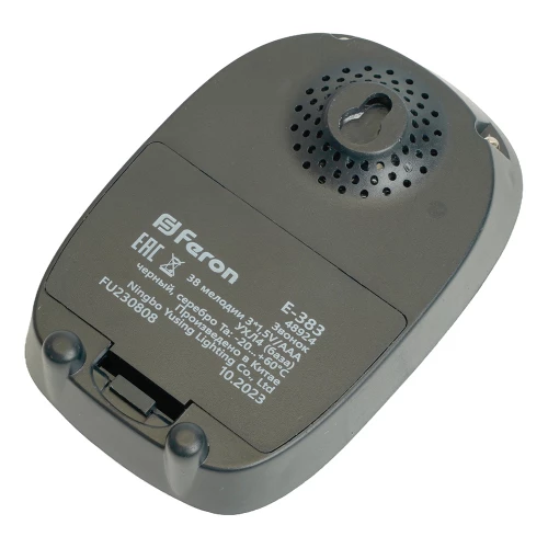 Звонок дверной беспроводной Feron E-383 Электрический 38 мелодий черный, серебро с питанием от батареек 48924 фото 8