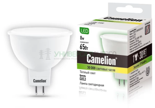 Лампа светодиодная LED8-S108/830/GU5.3 8Вт 220В Camelion 12871 фото 2