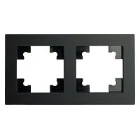 Рамка 2-местная, стекло, STEKKER GFR00-7002-05М, серия Катрин, черный матовый 49601