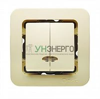 Выключатель 2-кл. СП Lillium 10А IP20 без вставки с подсветкой крем. Makel 71223