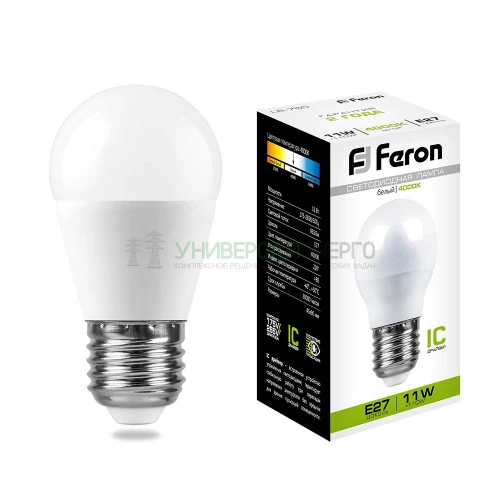 Лампа светодиодная Feron LB-750 Шарик E27 11W 4000K 25950 фото 2