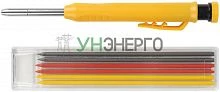 Карандаш строительный автоматический 6 сменных грифелей FIT 04321