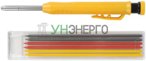 Карандаш строительный автоматический 6 сменных грифелей FIT 04321