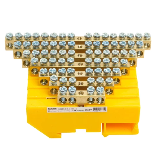 Шина"N" на изоляторе STEKKER 6*9 на DIN-рейку 4 вывода, желтый, LD555-69-4 49544 фото 4