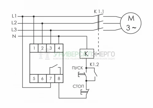 Реле контроля наличия; асимметрии и чередования фаз CKF-B (монтаж на DIN-рейке 35мм; задержка отключения 3-5с; 3х400/230В+N 2А 1Z) F&F EA04.002.002 фото 2