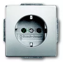 Розетка 1-м СП Pure 16А IP20 250В Schuko защ. шторки сталь ABB 2CKA002013A5374