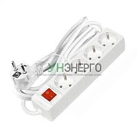 Удлинитель 4х3х10А IP20 2.2кВт ПВС 3х1 с выкл. бел. Союз 2790