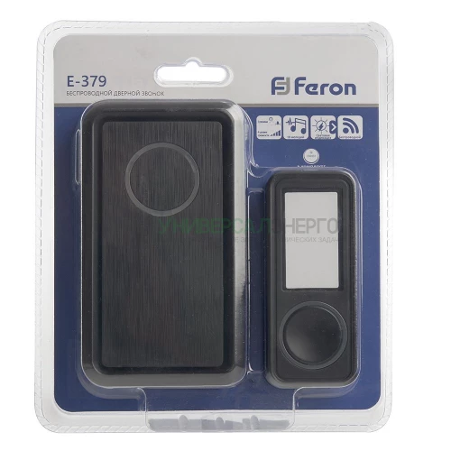 Звонок дверной беспроводной Feron E-379 Электрический 18 мелодий черный с питанием от батареек 41436 фото 3