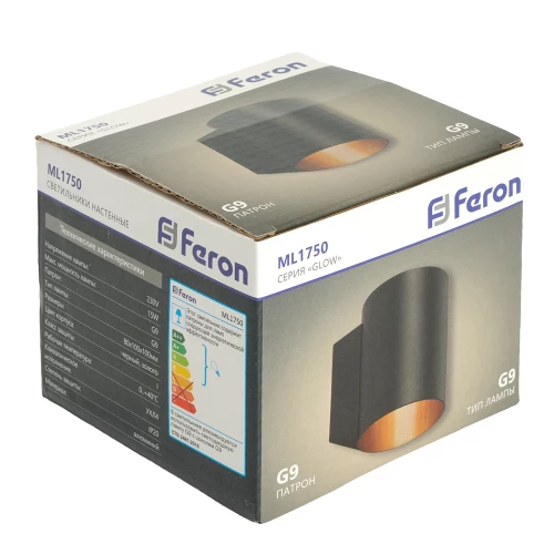 Светильник настенный Feron ML1750 Glow G9.15W. 230V чёрный + золото IP20 48433 фото 8