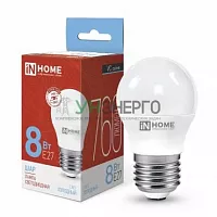 Лампа светодиодная LED-ШАР-VC 8Вт шар 6500К холод. бел. E27 760лм 230В IN HOME 4690612024905