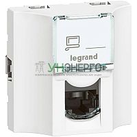 Розетка компьютерная проходная СП 2мод. Mosaic RJ45 кат.6A STP бел. Leg 078628 Розетка компьютерная проходная СП 2мод. Mosaic RJ45 кат.6A STP бел. Leg 078628
