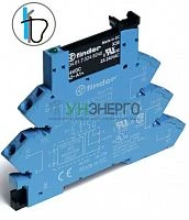 Модуль интерфейсный (сборка 34.81.7.060.9024 + 93.51.3.240) твердотельное реле выход 6А (24В DC) 230-240В AC/DC подавление утечки тока IP20 безвинт. клеммы (пружинный зажим) FINDER 389132409024