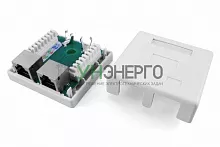 Розетка компьютерная 2-м ОП SB1-2-8P8C-C5e-SH-WH RJ45 (8P8C) кат.5E экранир. Dual IDC Hyperline 430233