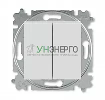 Выключатель кнопочный 2-кл. СП Levit IP20 сер./бел. ABB 2CHH598745A6016