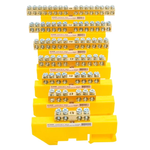 Шина"N" на изоляторе STEKKER 6*9 на DIN-рейку 4 вывода, желтый, LD555-69-4 49544 фото 5