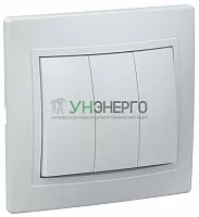 Выключатель 3-кл. СП Кварта 10А IP20 ВС10-3-0-КБ бел. IEK EVK30-K01-10-DM