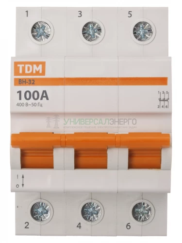 Выключатель нагрузки (мини-рубильник) ВН-32 3P 100A Home Use TDM фото 3